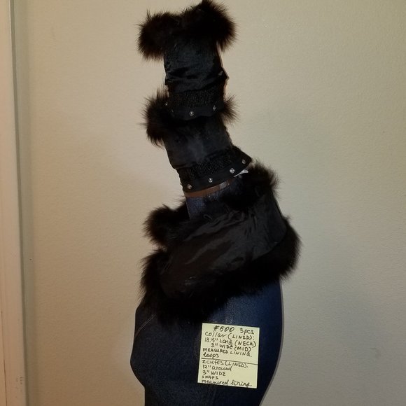 ✅#500 NWOT Black Genuine Fox Fur 1 Collar & 2 Cuffs - Picture 5 of 12